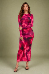 Abito lungo aderente tie-dye