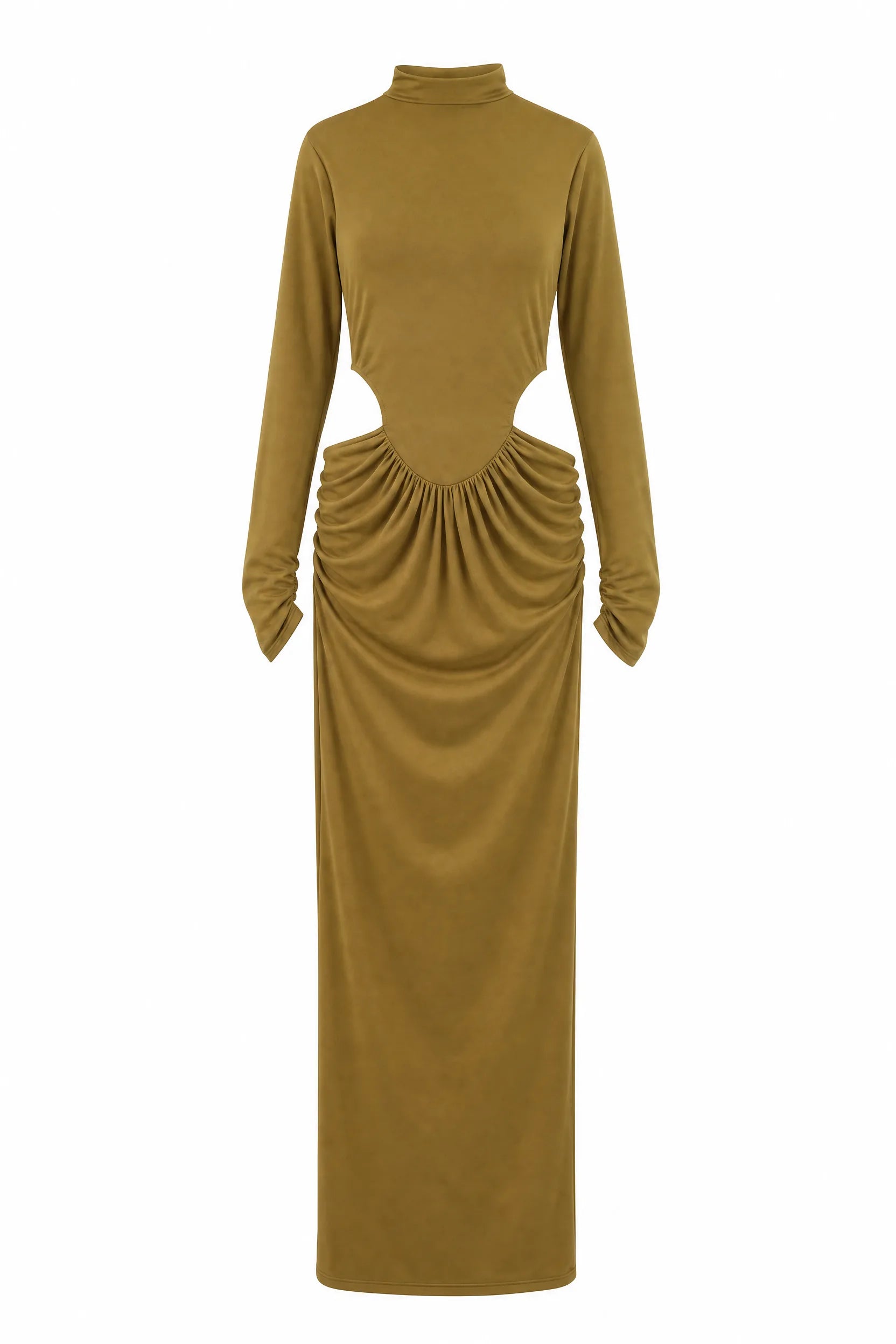 Robe longue olive col montant | Lounelle Paris