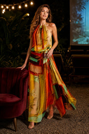 Robe longue orange col licou | Deuxième photo lifestyle | Lounelle Paris