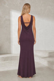 Robe longue prune bustier dos nu | Lounelle Paris