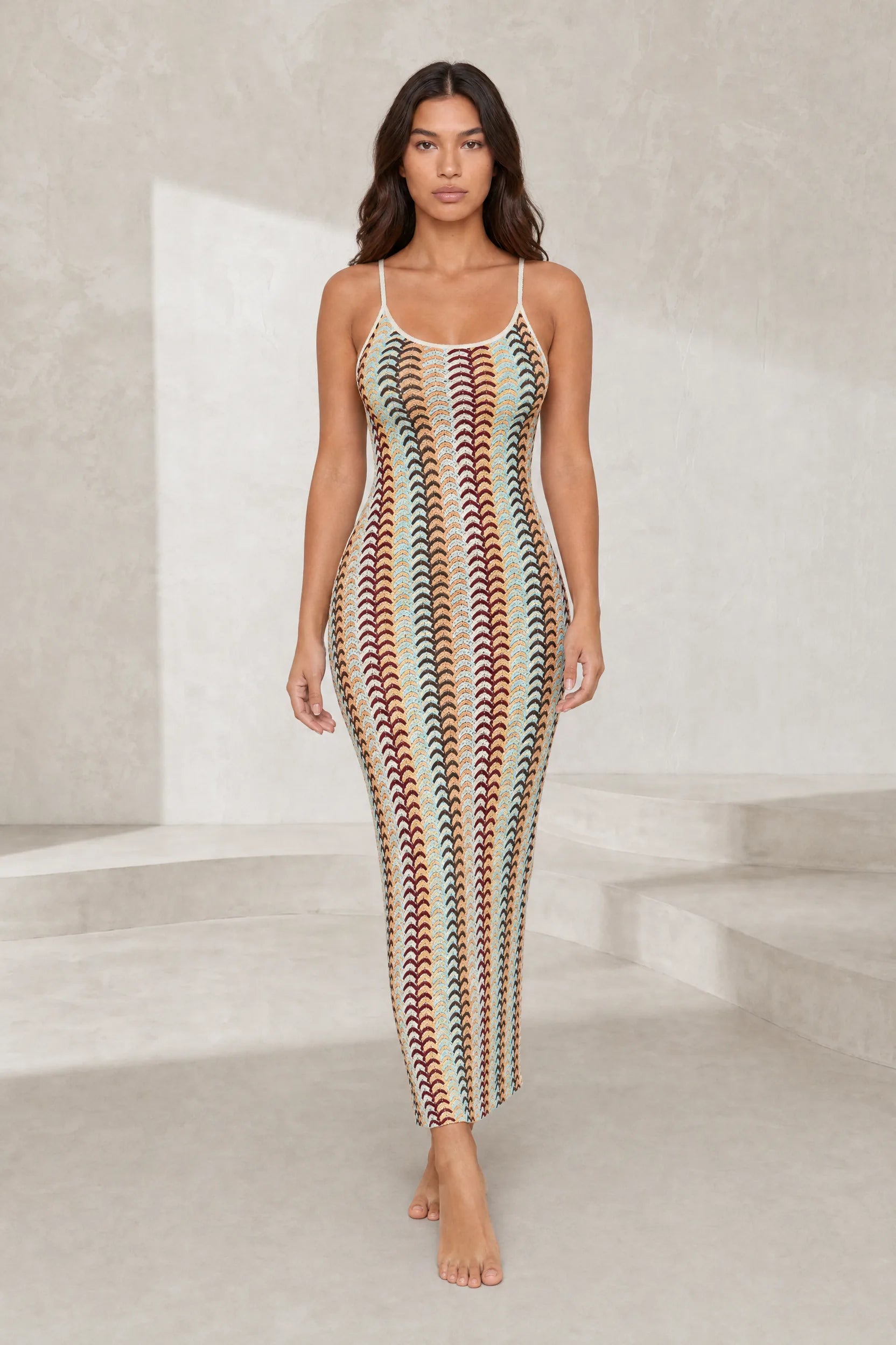 Robe longue rayé dos ouvert | Lounelle Paris