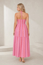 Robe longue rose col licou | Lounelle Paris