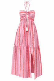Robe longue rose col licou | Lounelle Paris