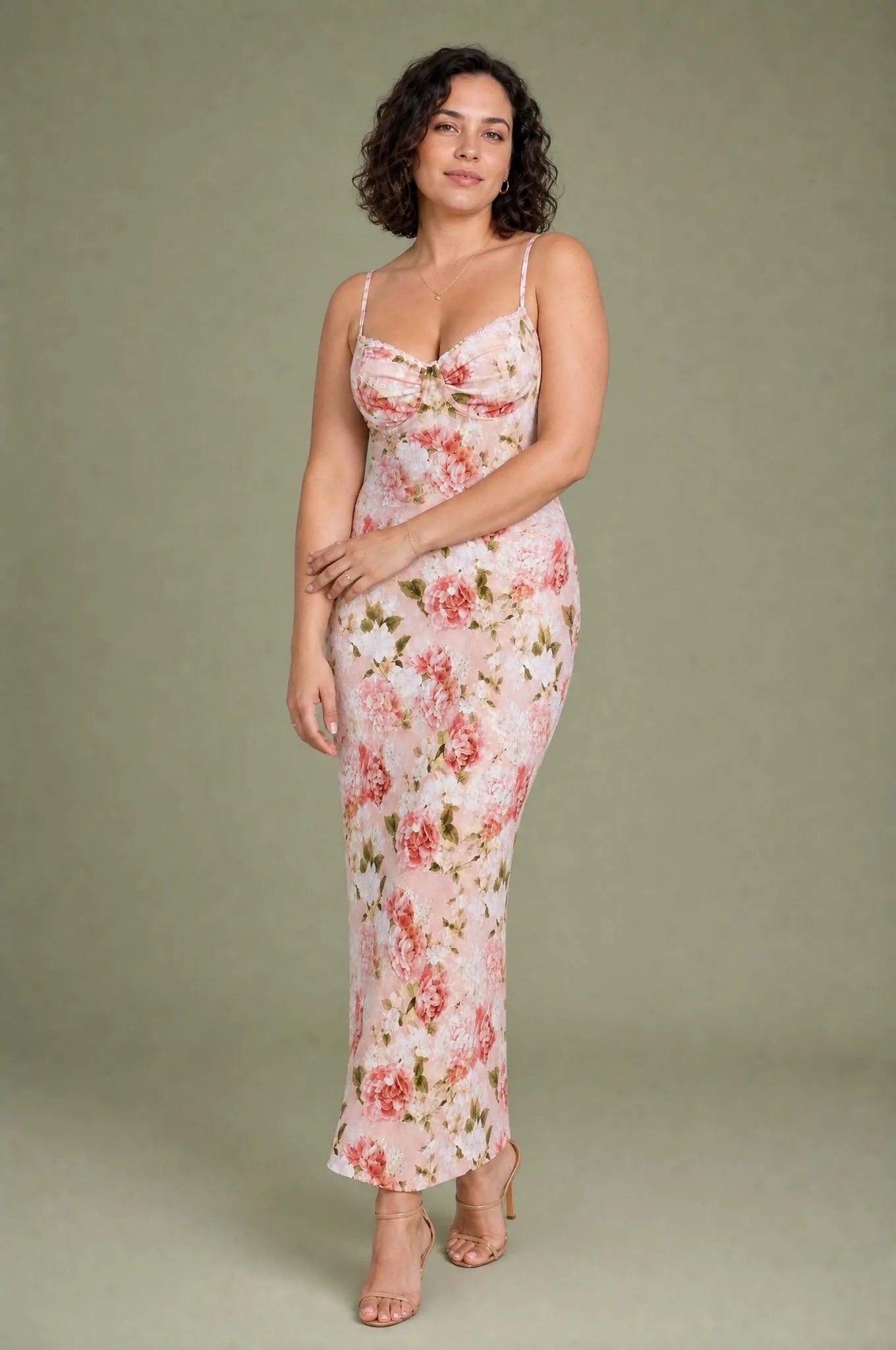 Robe longue rose imprimée dos nu | Porté sur une autre silhouette | Lounelle Paris
