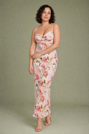 Robe longue rose imprimée dos nu | Porté sur une autre silhouette | Lounelle Paris