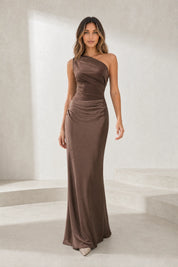 Robe longue satinée à une épaule | Lounelle Paris
