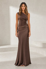 Robe longue satinée à une épaule | Lounelle Paris