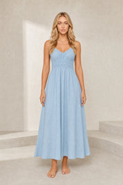 Robe longue smockée dos nu | Lounelle Paris