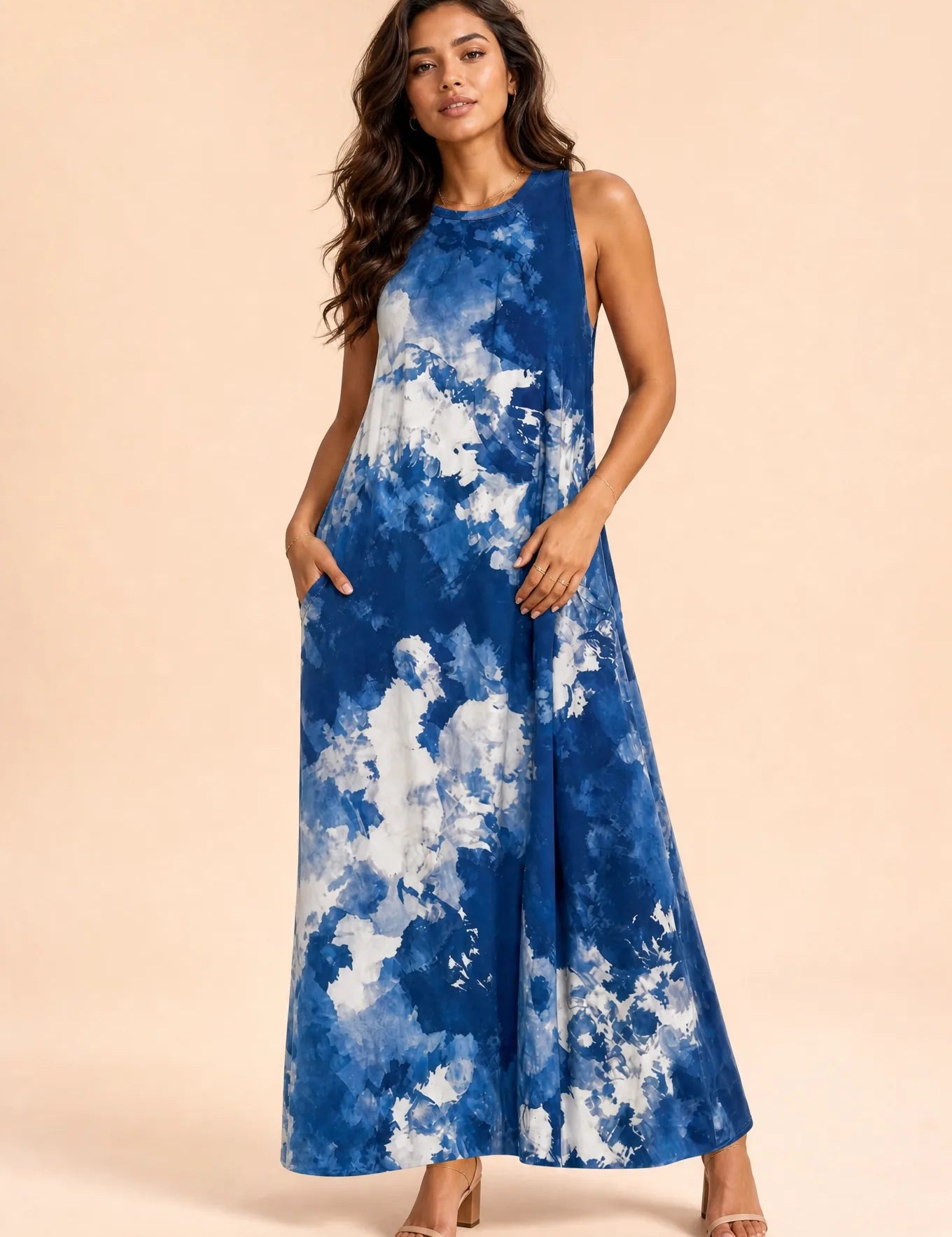 Robe longue tie-dye | Vue de face | Lounelle Paris