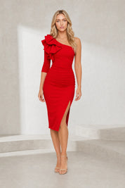 Robe midi asymétrique fendue | Lounelle Paris