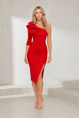 Robe midi asymétrique fendue