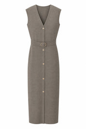 Robe midi col V ceinturée | Lounelle Paris