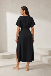 Robe midi portefeuille col V | Lounelle Paris