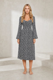 Robe noire à fleurs dos ouvert | Lounelle Paris