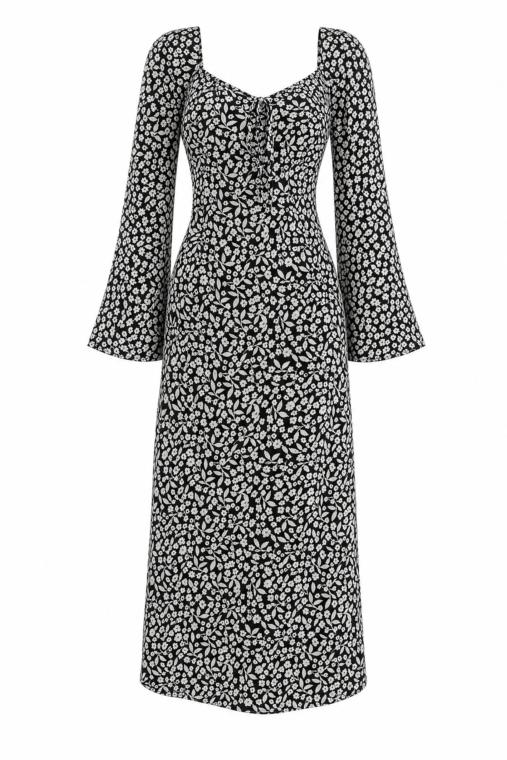 Robe noire à fleurs dos ouvert | Lounelle Paris