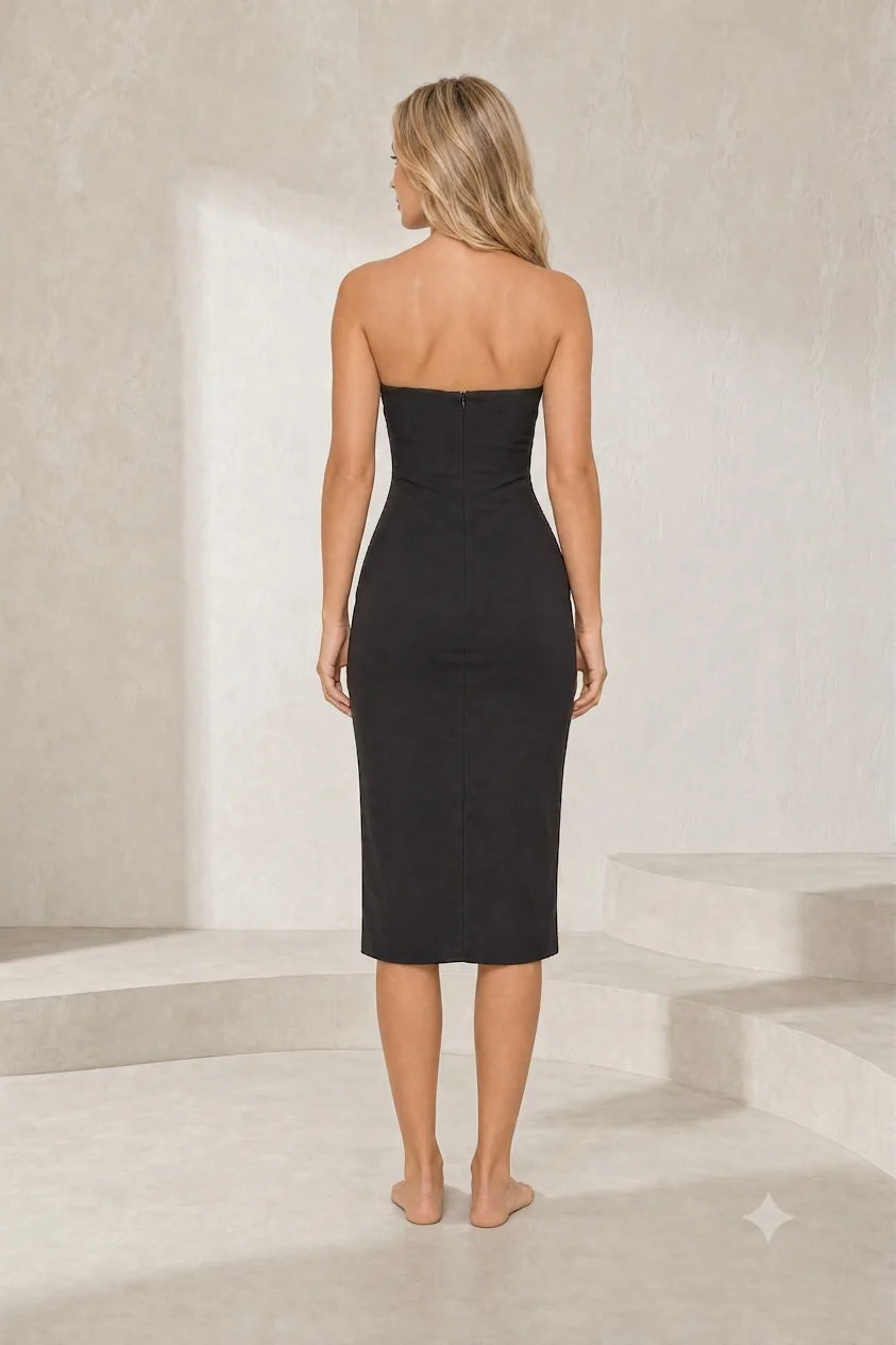 Robe noire à nœud fendue | Lounelle Paris
