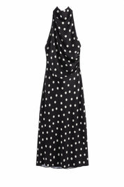Robe noire à pois col halter | Lounelle Paris