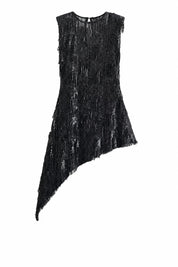 Robe noire asymétrique à sequins | Lounelle Paris