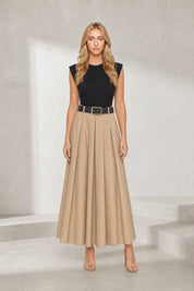 Robe noire bicolore sans manches | Lounelle Paris
