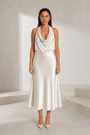 Robe noire col licou satinée | Lounelle Paris