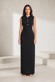 Robe noire col montant sans manches | Lounelle Paris