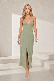 Robe verte longue dos nu | Lounelle Paris