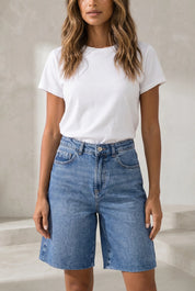 Short denim ample taille mi-haute | Lounelle Paris