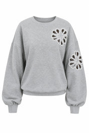Sweat gris ajouré à perles | Lounelle Paris