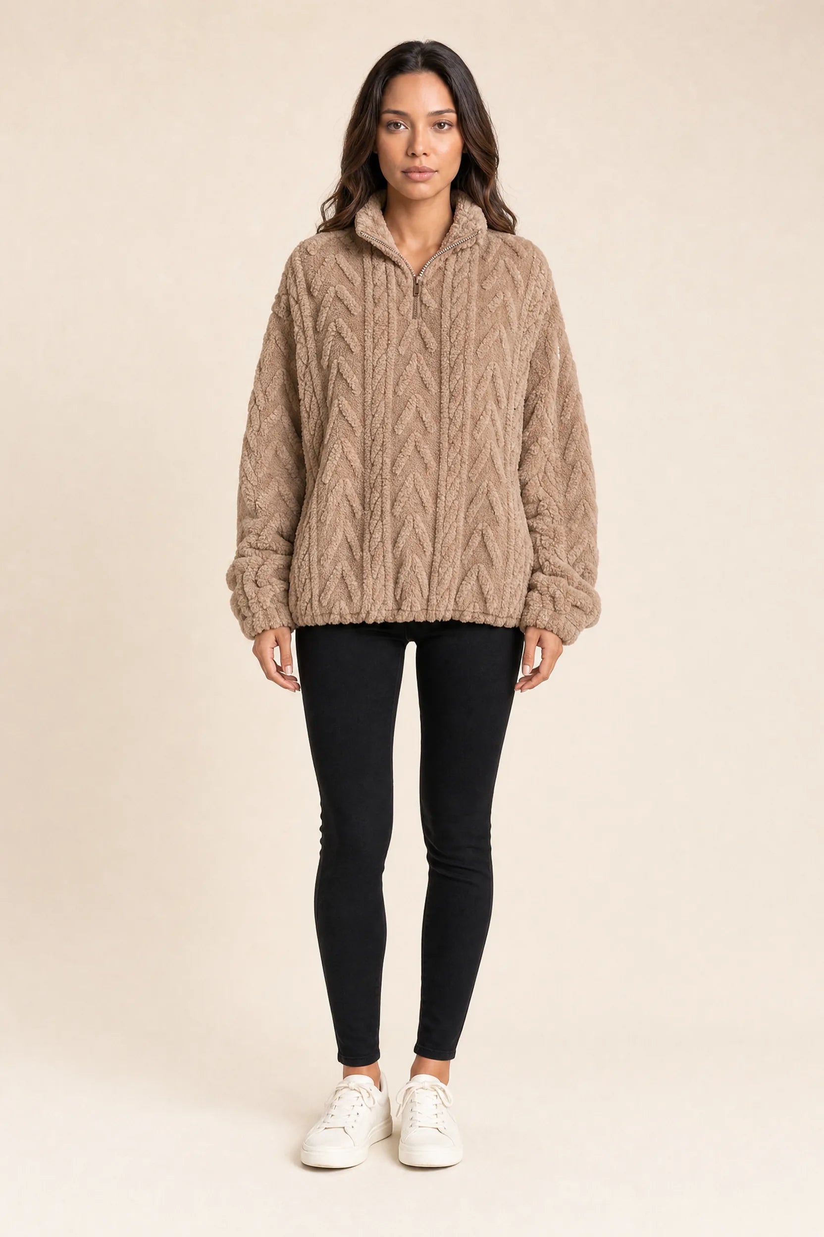Sweat pelucheux col montant zippé | Lounelle Paris