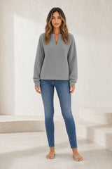 Sweat texturé col en V