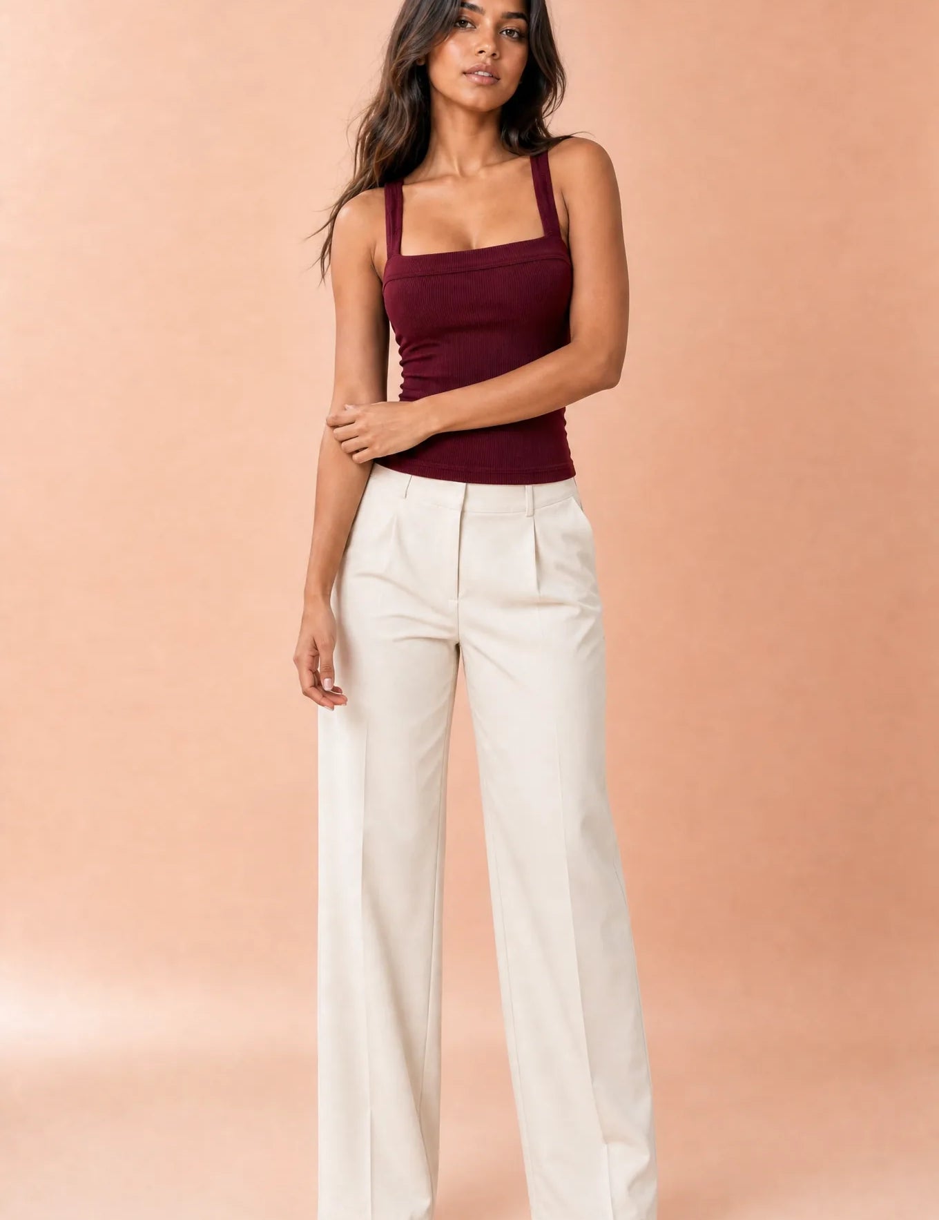 Top encolure carrée dos croisé | Variante Bordeaux | Lounelle Paris