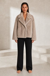 Veste beige effet fausse fourrure | Lounelle Paris