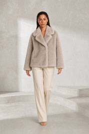 Veste beige effet fausse fourrure | Lounelle Paris