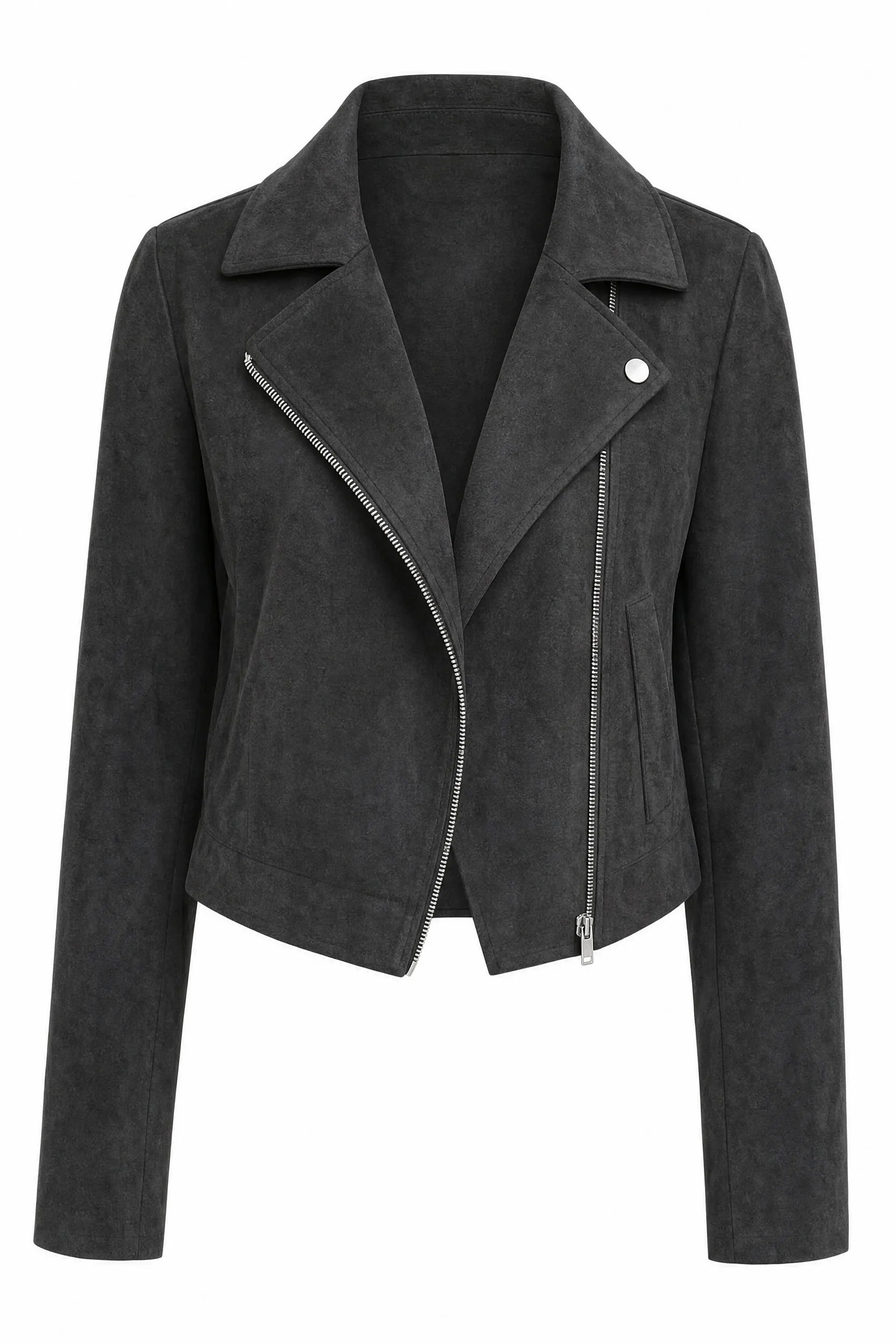 Veste courte suédine zip asymétrique | Lounelle Paris
