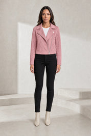 Veste courte suédine zip asymétrique | Lounelle Paris