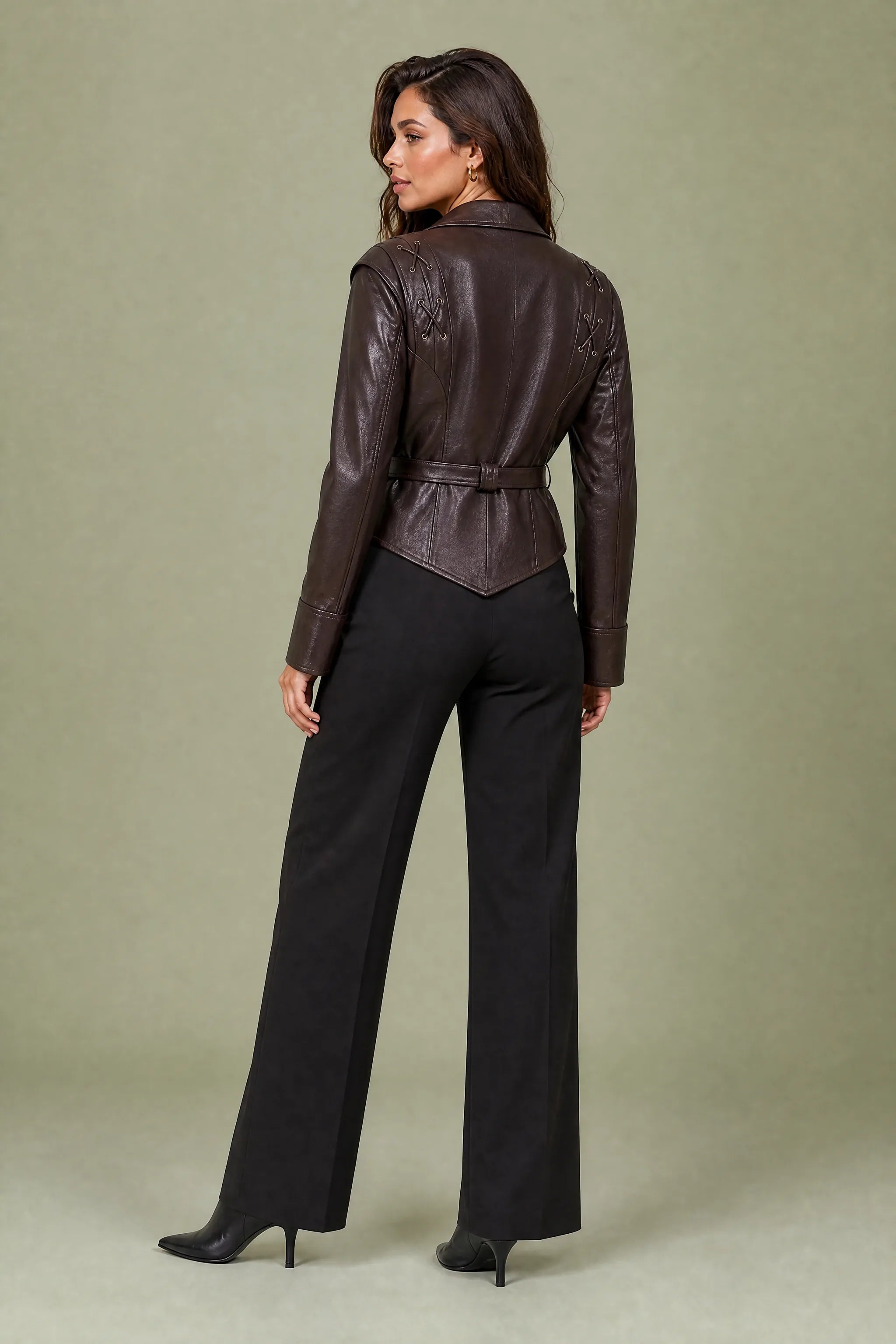 Veste effet cuir col tailleur | Vue de dos | Lounelle Paris