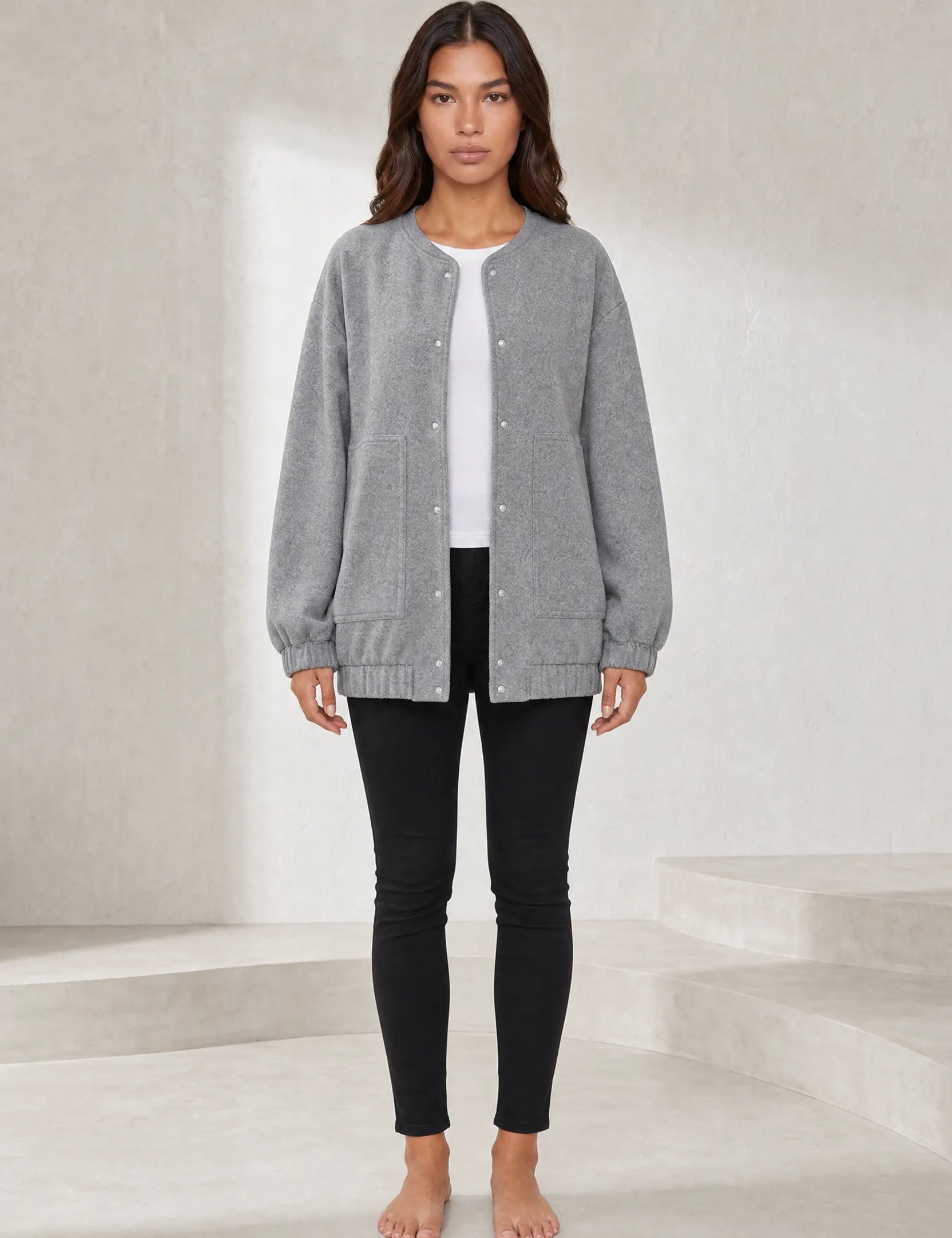 Veste grise mi-longue ample | Lounelle Paris