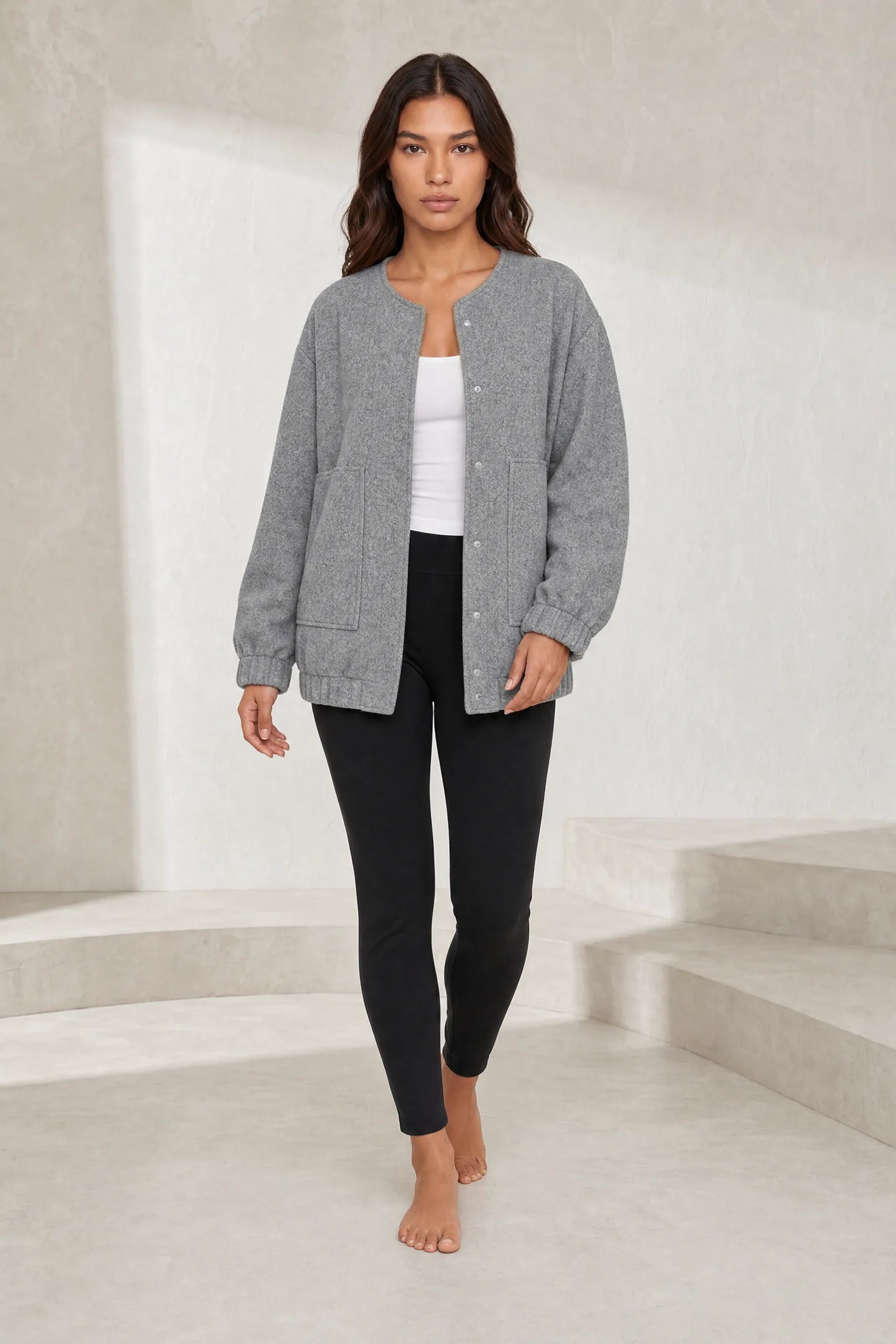 Veste grise mi-longue ample | Lounelle Paris
