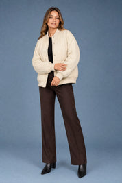 Veste matelassée ample col montant | Variante Beige | Lounelle Paris