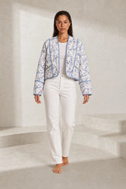 Veste matelassée blanche à imprimé floral | Lounelle Paris