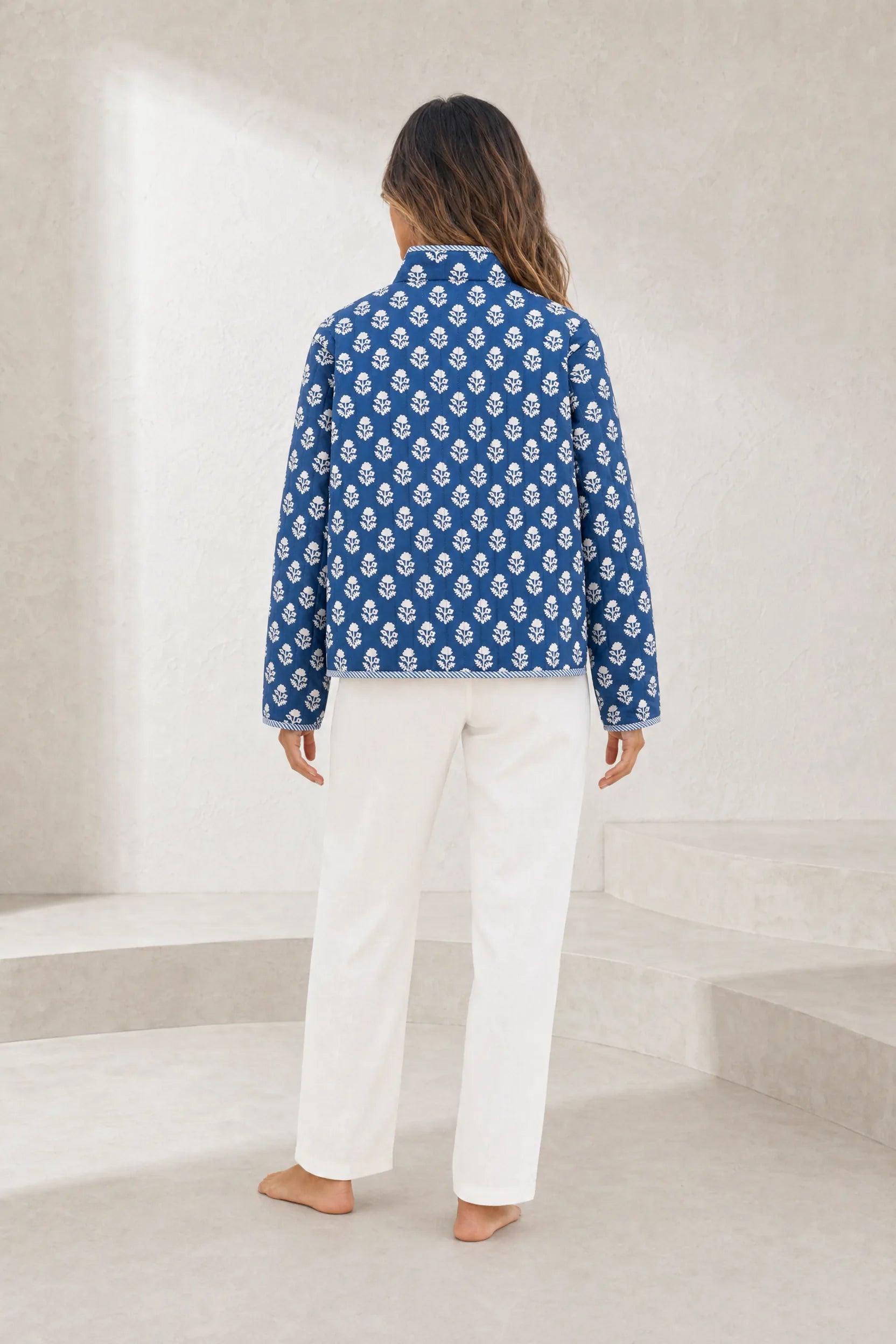 Veste matelassée imprimée col montant | Lounelle Paris